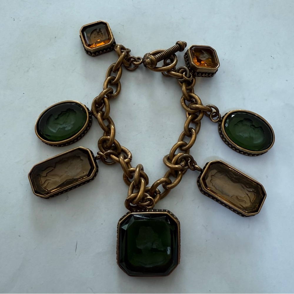 EXTASIA Charm Du Jour Intaglio Glass Cameos Charm Bracelet